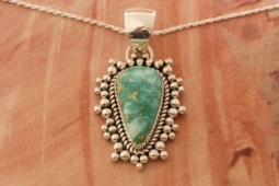 Artie Yellowhorse Genuine Sonoran Gold Turquoise Sterling Silver Pendant